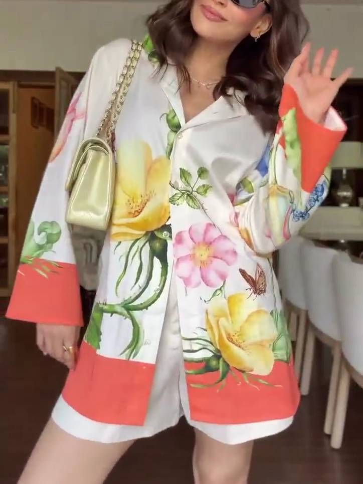 Unique Print Shirt And Shorts Suit