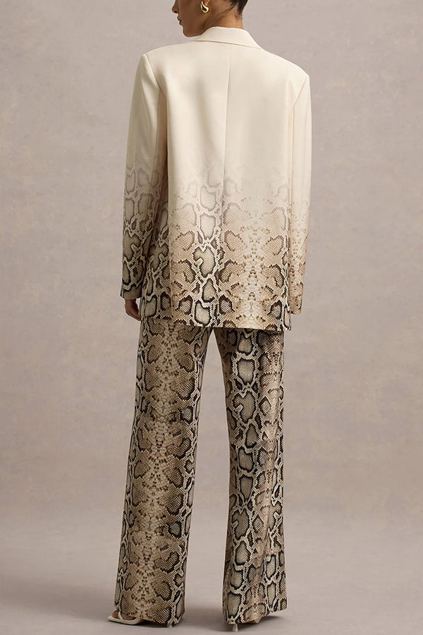 Hurley Ombre Snake Print Single Button Long Sleeve Lapel Loose Blazer