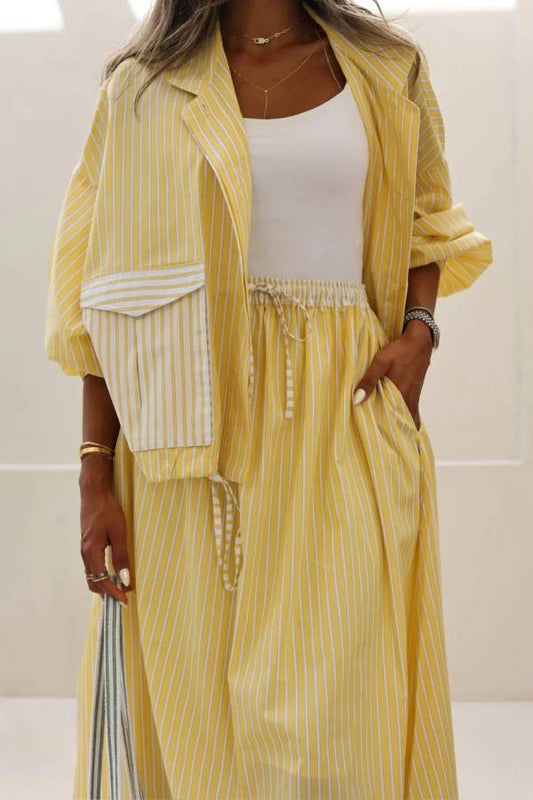 Yellow striped casual set