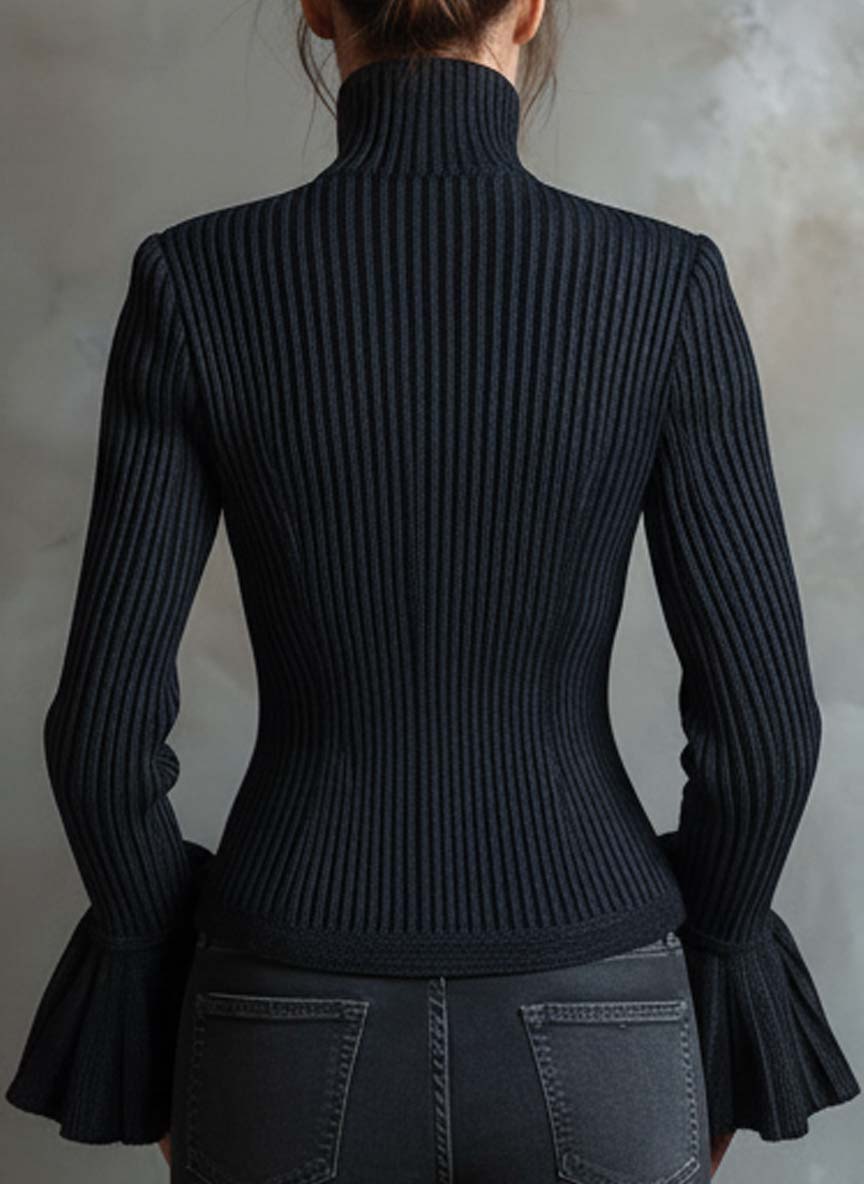 Midnight Sparkle Ribbed Knit Jacket