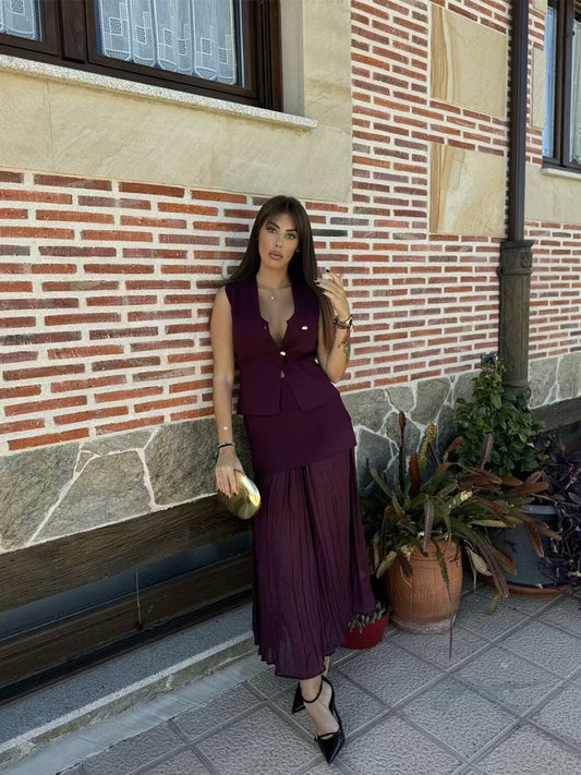 Sunday Ease Vest Skirt Sets