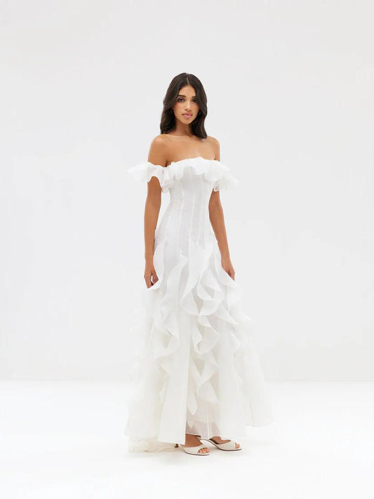 Off - Shoulder Ruffle Gown