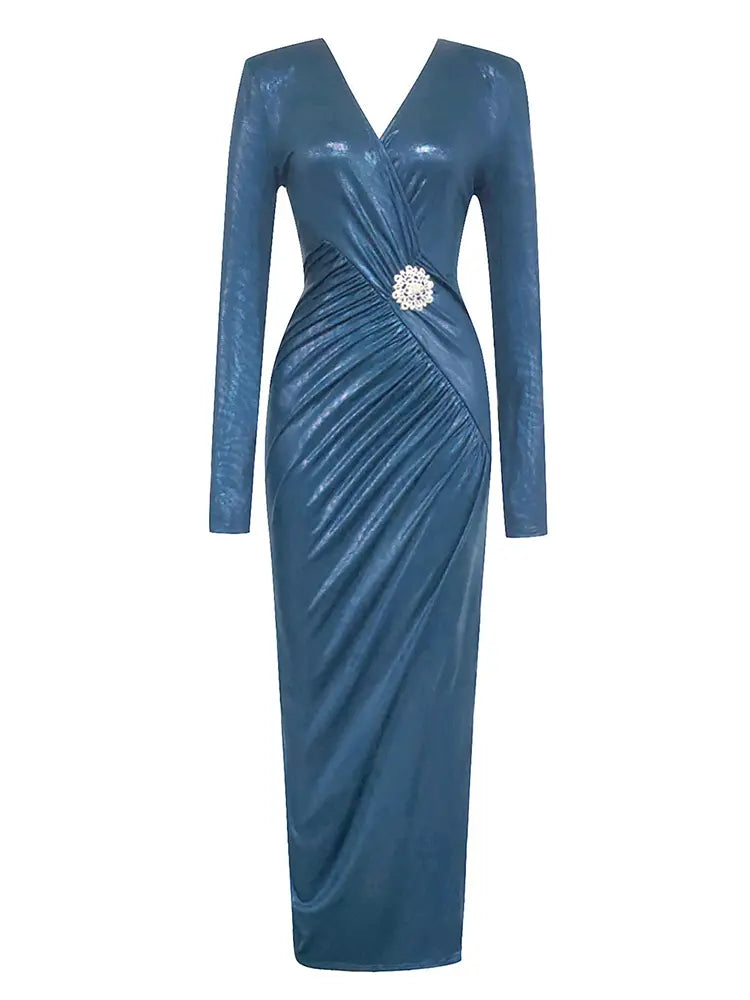 Vintage Pleated Side Slit Dress