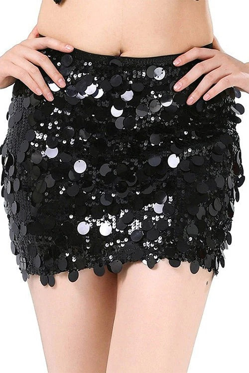 Shiny Sequin Bodycon Mini Skirt