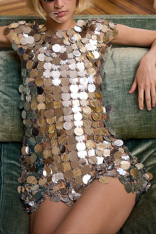 Sexy Sparkly Sequined Cutout Mini Dress