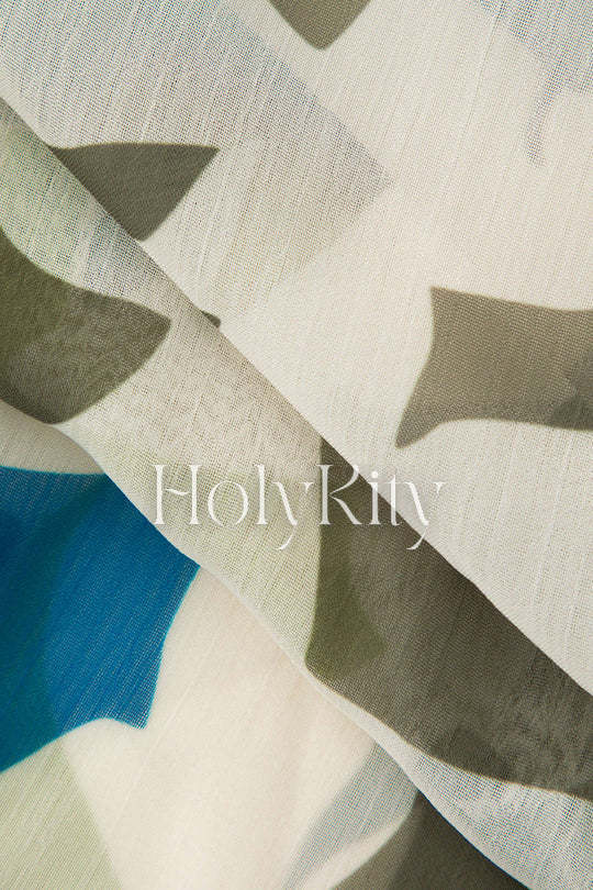 Printed Tie Front Blouse