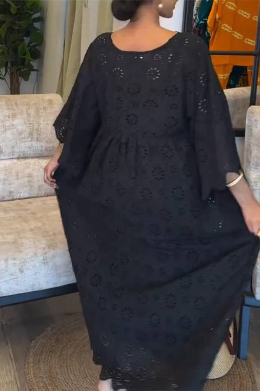 Elegant Black Hollow Pattern Dress