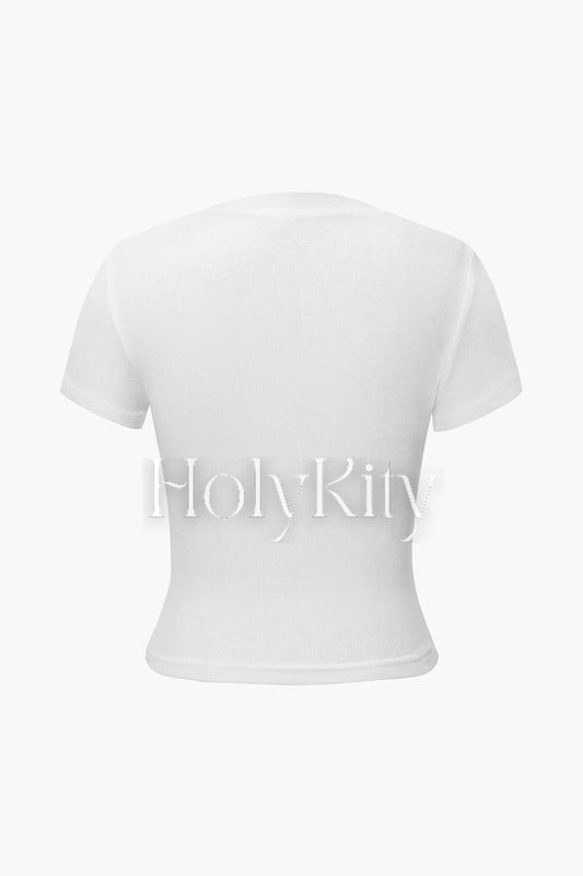 Portrait Print Crop T-Shirt