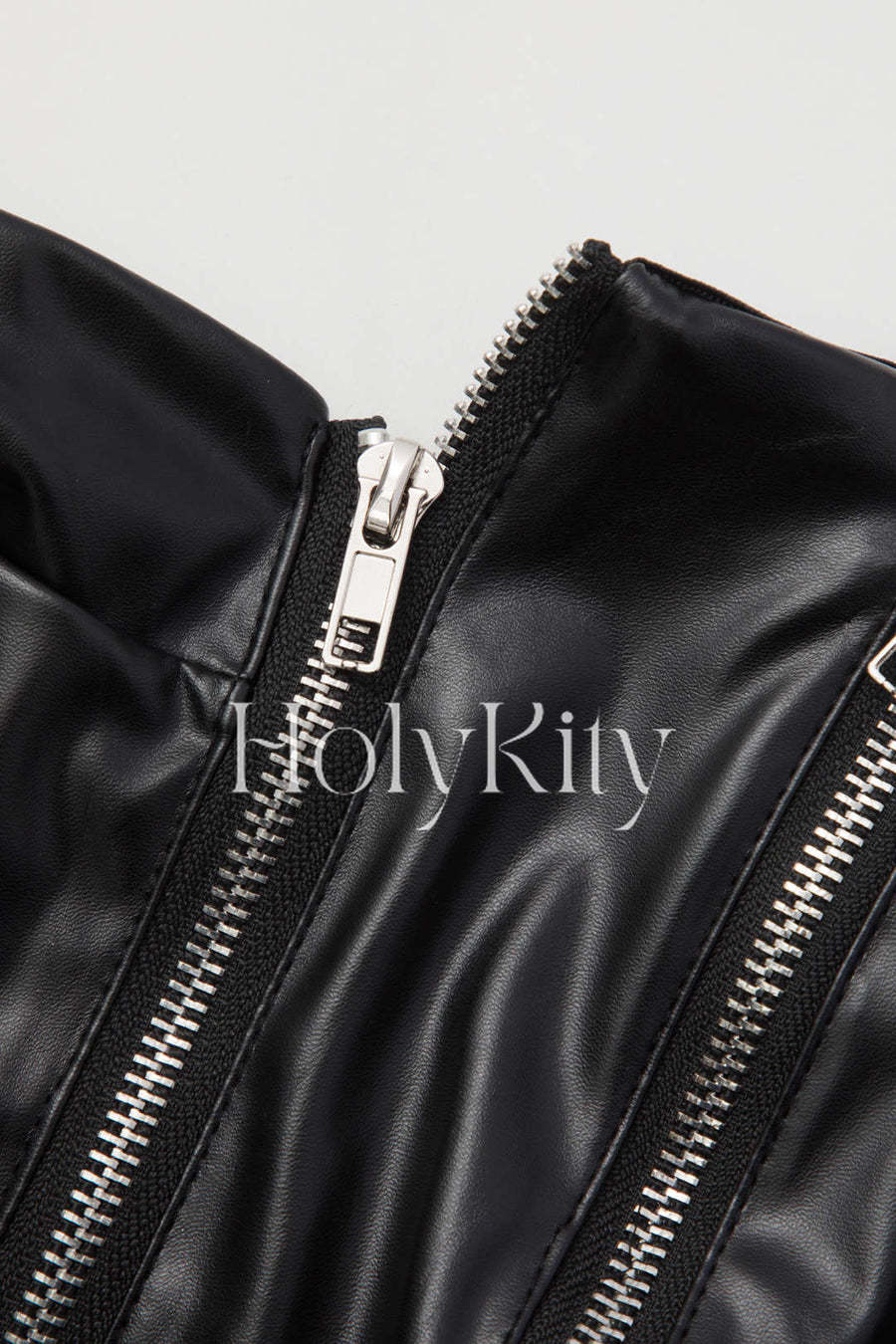Faux Leather Multi Zipper Tube Top
