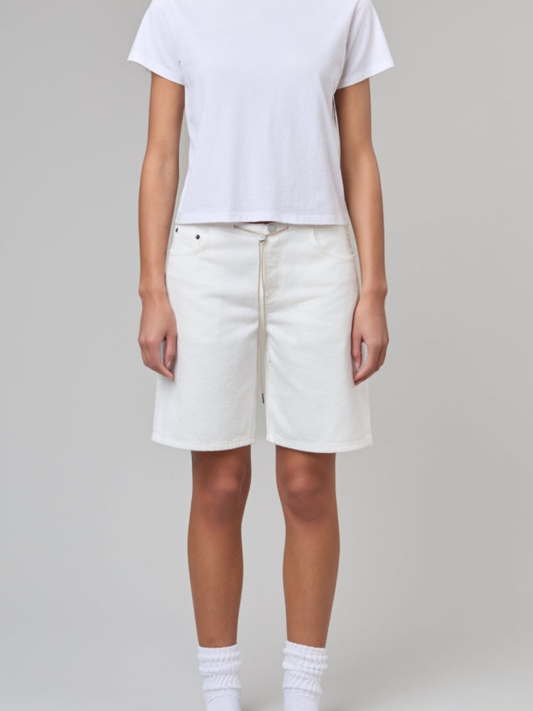 Adjustable Stretch Denim Shorts