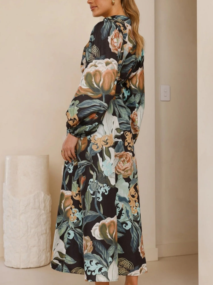 Relaxed Belted Puff Sleeve Dress