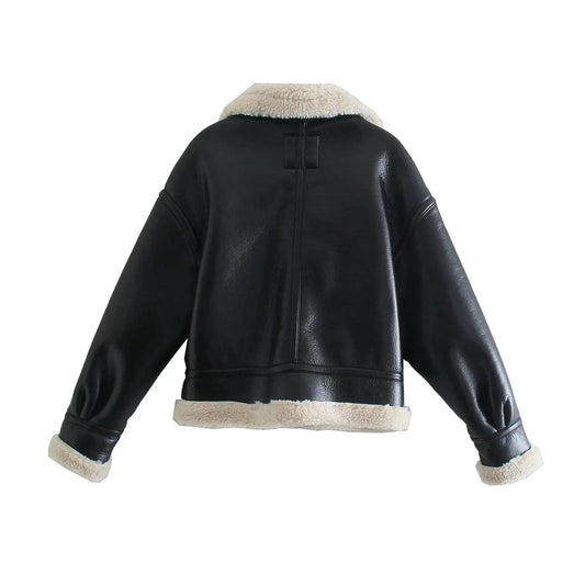 Faux Shearling Aviator Jacket | Short Fit | Contrast Collar
