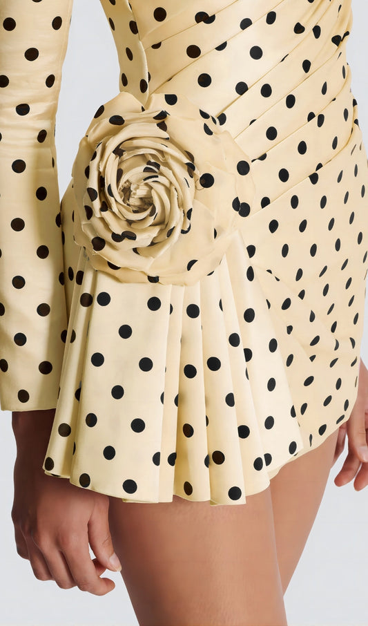 Polka Dot Satin Mini Dress – Floral Party Fit