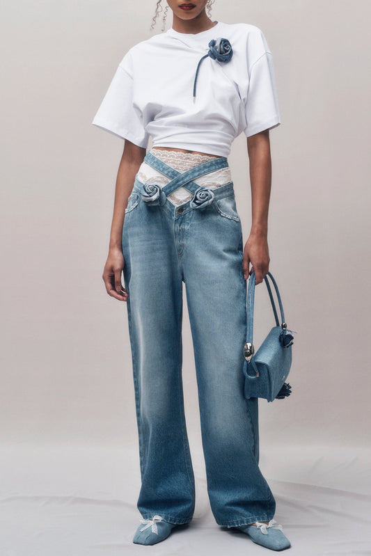 Adrienne Floral Cross Jeans
