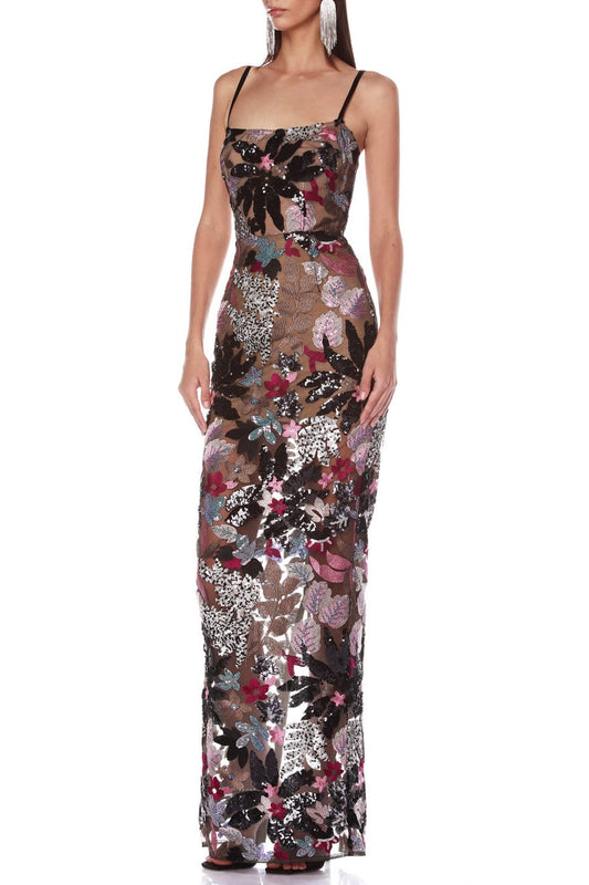 Aislinn Floral Sequin Embroidered Maxi Dress