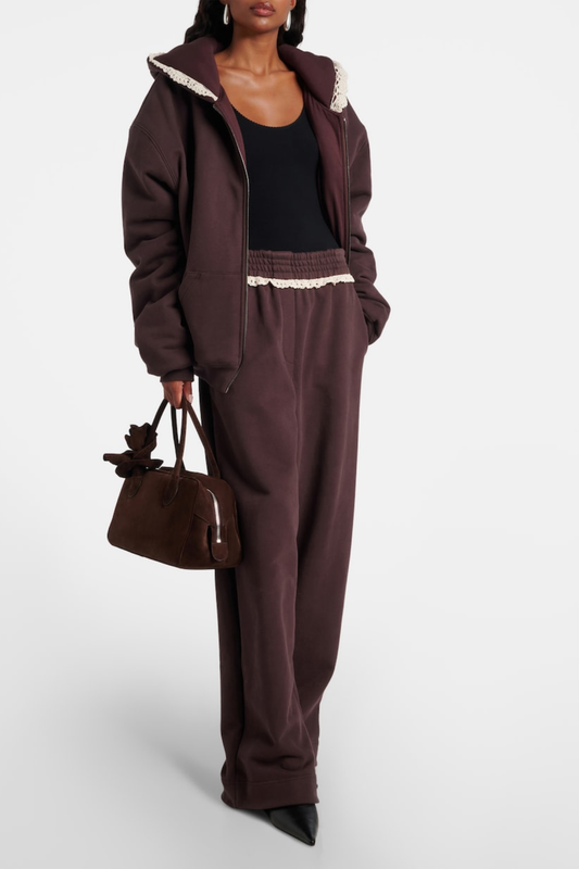 Ardesia Crochet-trimmed Sweatpants - Chocolate