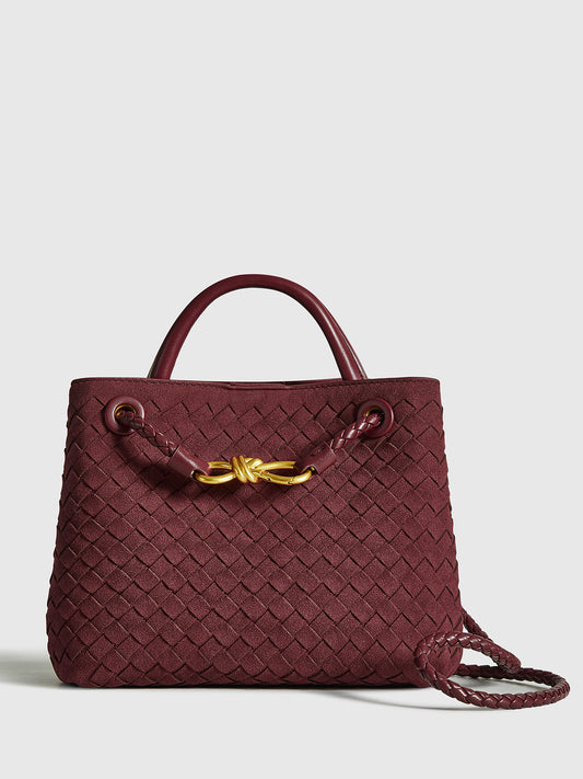 Woven Crossbody Tote with Gold Hardware