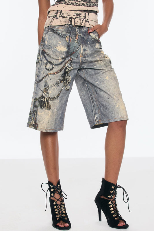 Birdie Print Midi Jeans