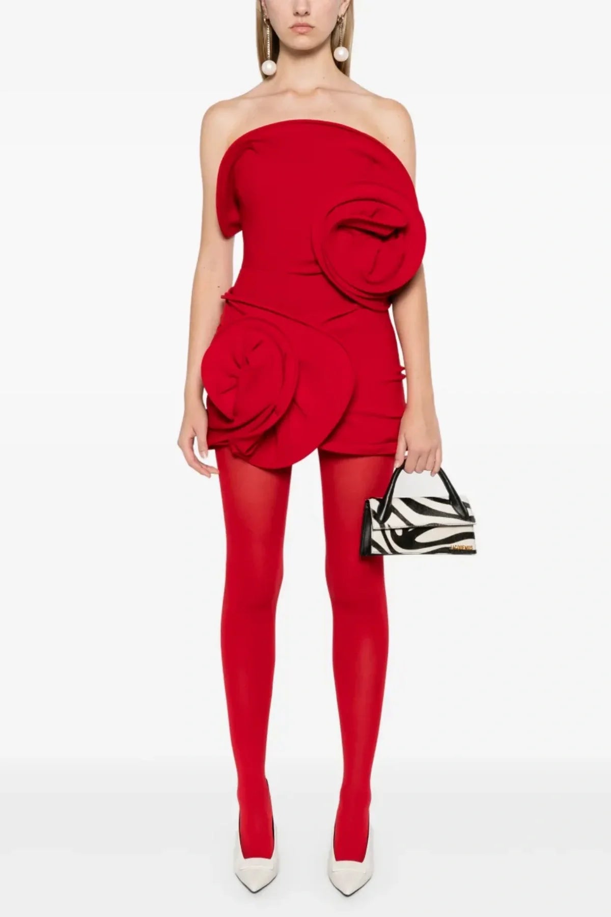 Ceyla Floral Appliqué Skirt - Red