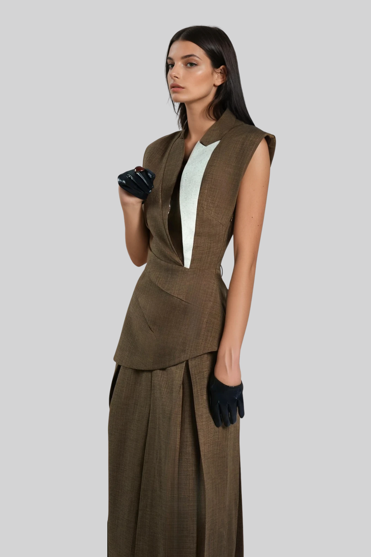 Chinenye Asymmetric Ruch Sleeveless Vest