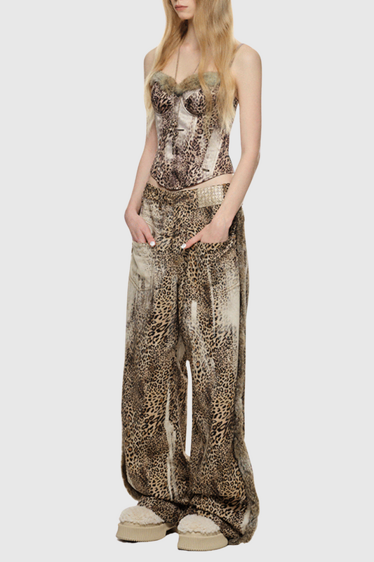 Cocheta Fur Edge Leopard Pants