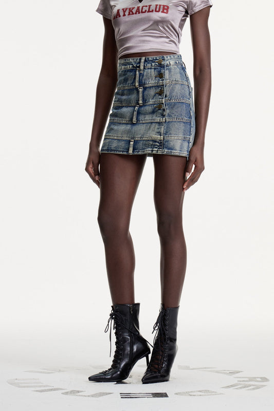 Damasus Deconstruct Denim Mini Skirt
