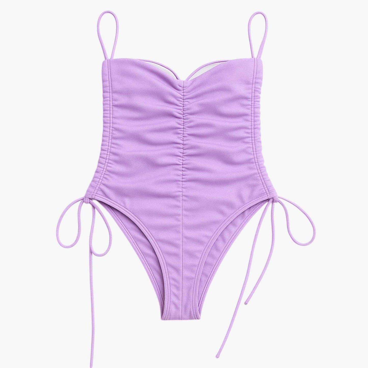 Strapless Ruched One-Piece Swimsuit | Adjustable Side Ties