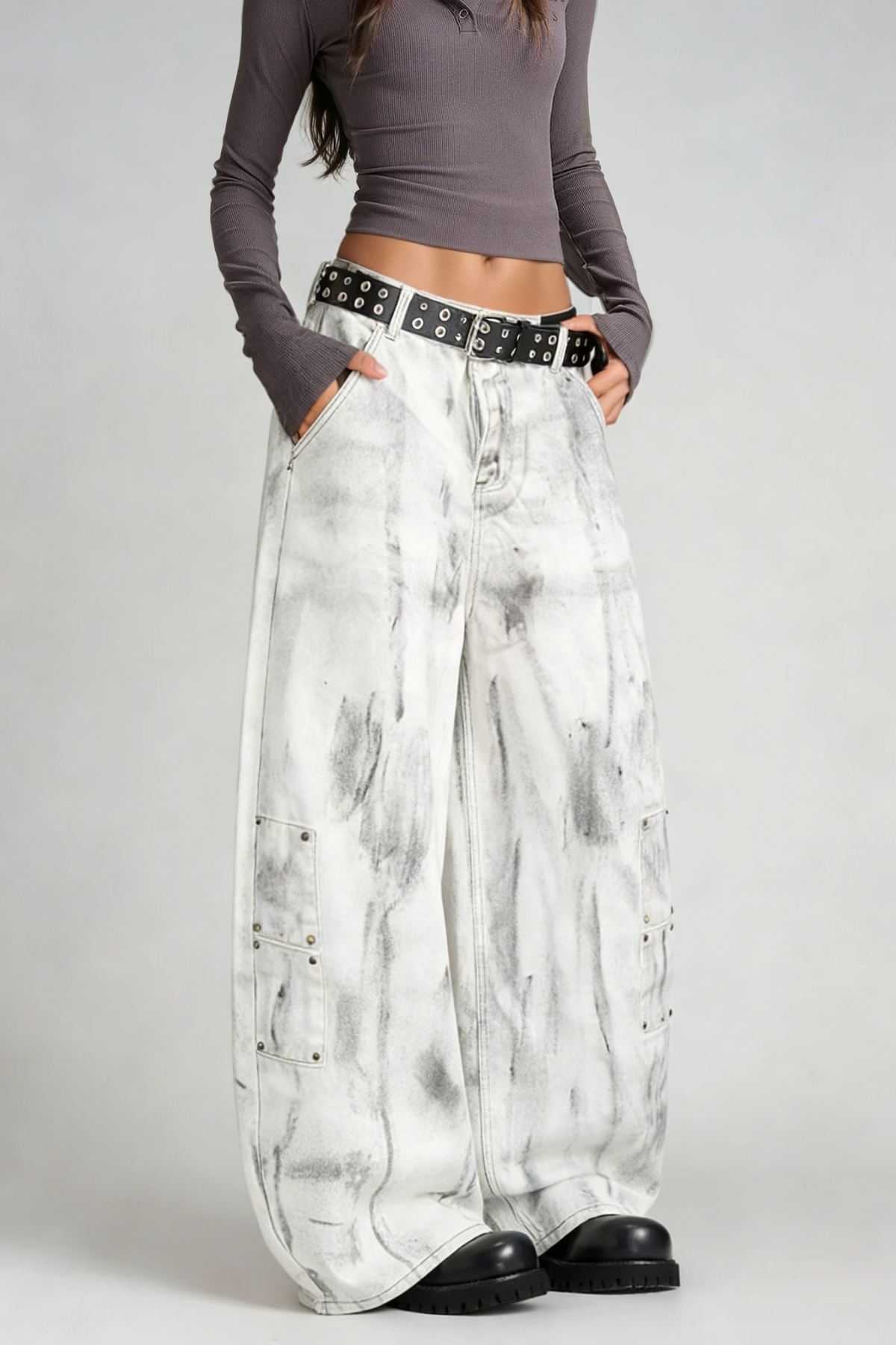 Dijana Asymmetric Print Jeans