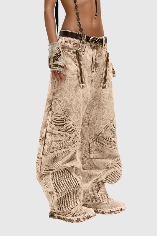 Dimitar Ripped Zipper Jeans