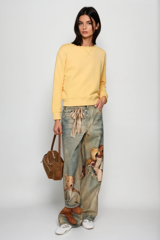 Dmitar Print Barrel Jeans