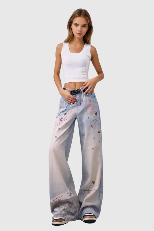 Dobrogost Heart Print Jeans