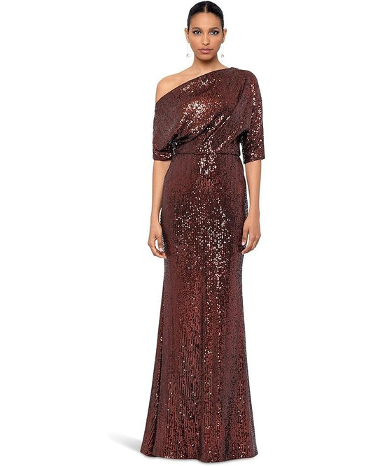 Dress Sequin Oblique Shoulder Dinner Dress