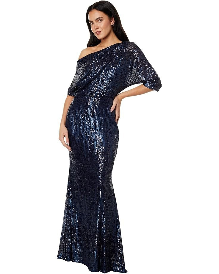 Dress Sequin Oblique Shoulder Dinner Dress