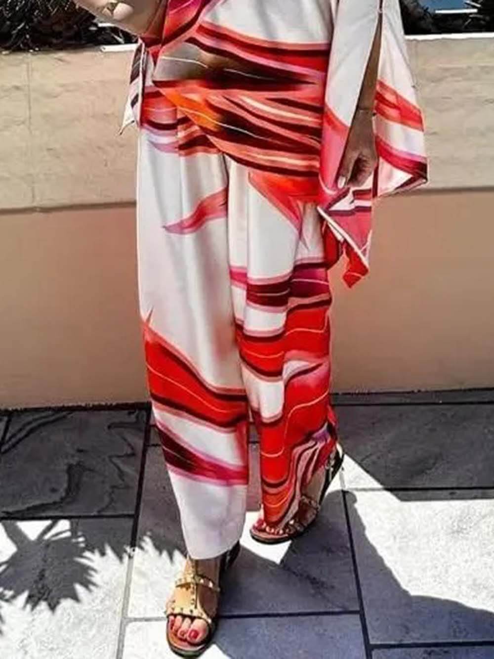 Exquisite One-Shoulder Printed Asymmetric Loose Shirt