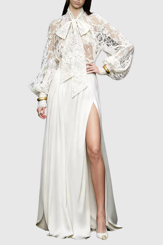 Eliha Lace Bow Top & Pants Matching Set