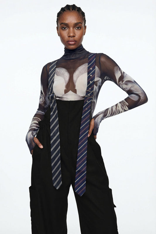 Elisaveta Tie Denim Overalls In Black