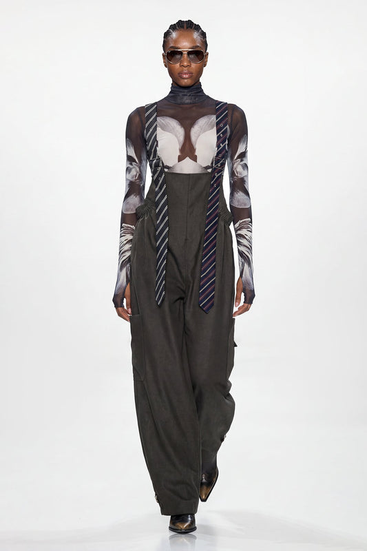 Elisaveta Tie Denim Overalls In Green