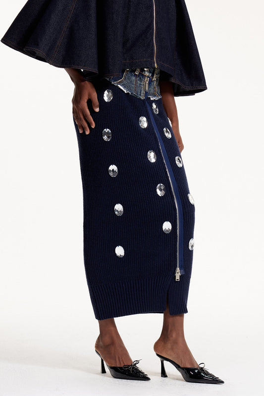 Elpidio Crystal Deconstruct Knit Maxi Skirt