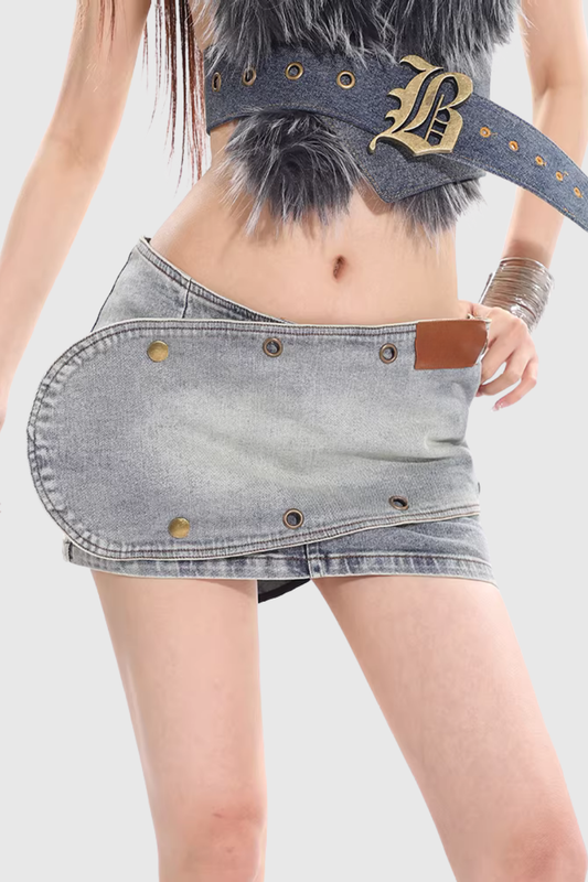 Emmerich Eyelet Denim Mini Skirt