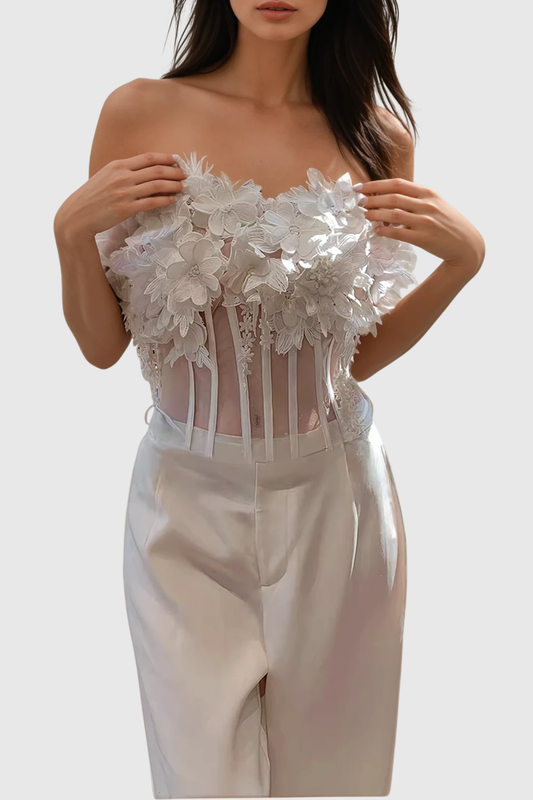 Engel Floral Appliqué Corset & Pants Set