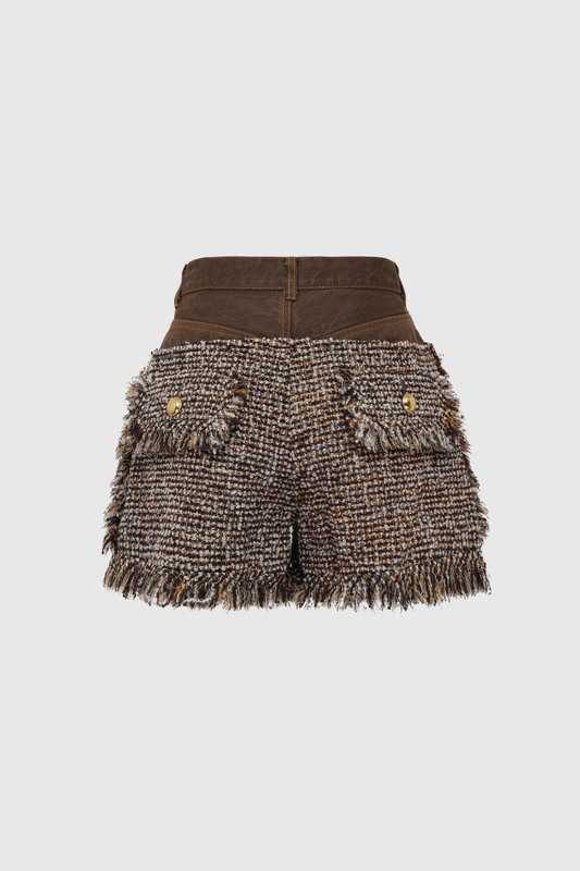 Farid Fringe Deconstruct Denim Short