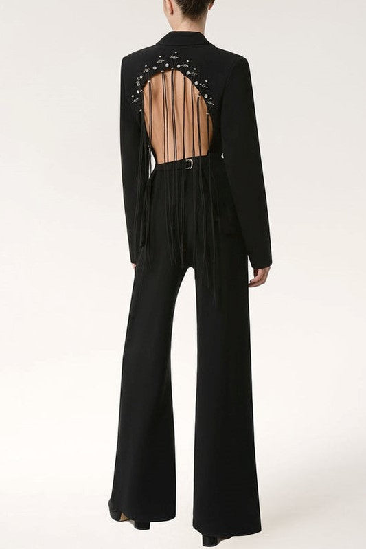 Kaler Fringed Backless Blazer