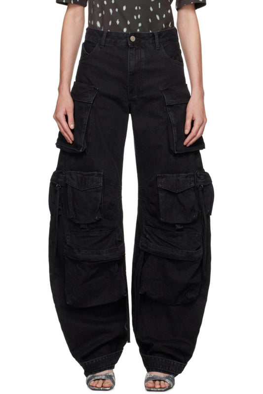 Kynlee Cargo Denim Jeans - Black