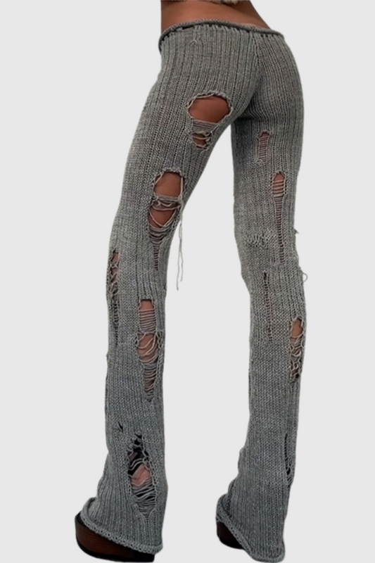 Leofric Ripped Knit Pants - Grey