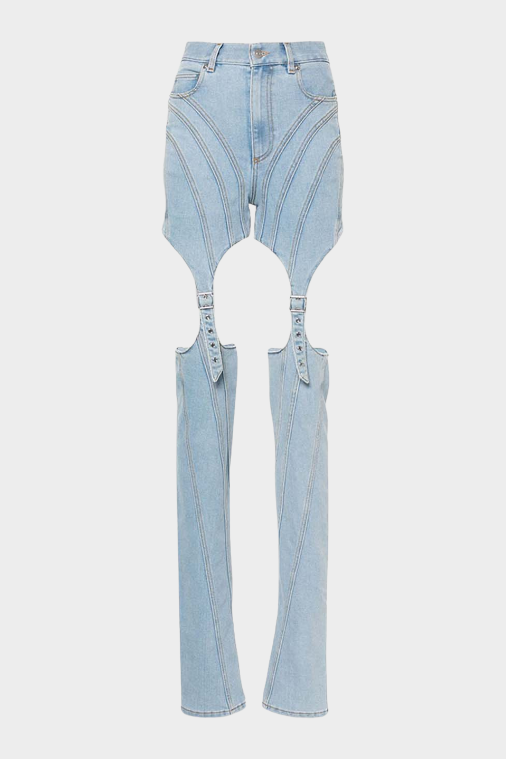 Linnea Cutout Buckled Jeans - Blue