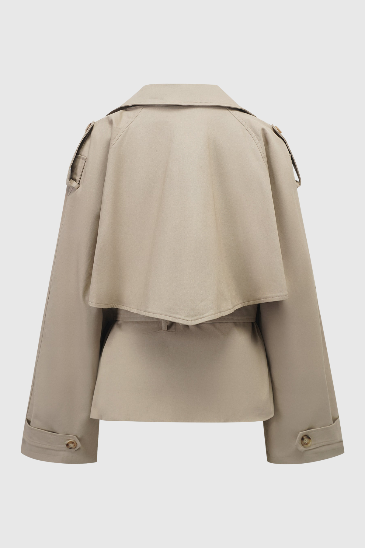 Lisane Double Breasted Short Trench Coat - Khaki
