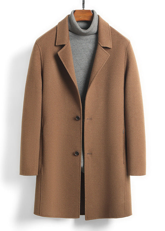 Wool Blend Overcoat | Medium Length with Notch Lapel