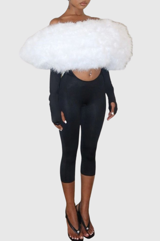 Marja Faux Fur Cutout Midi Jumpsuit - Black