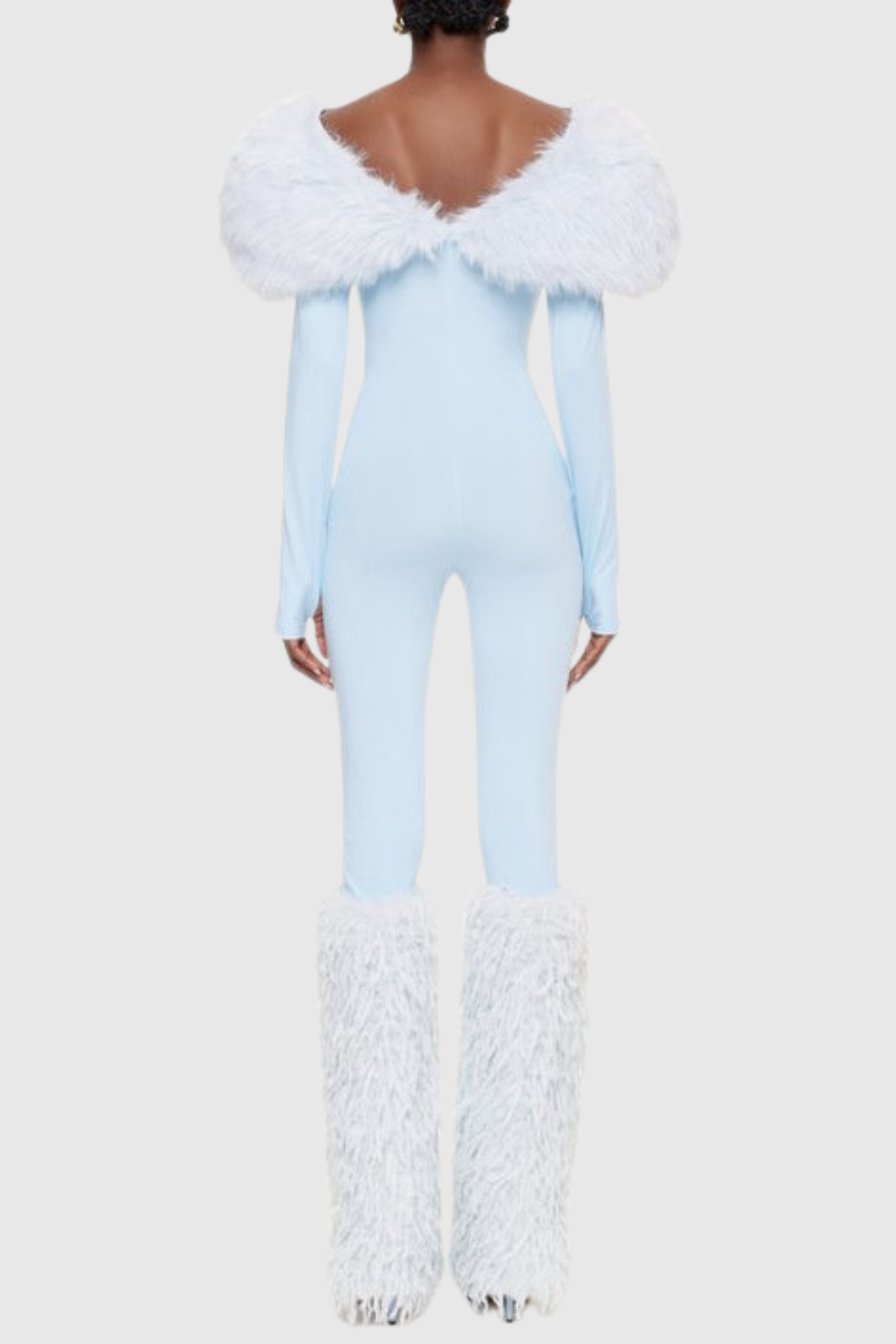 Marja Faux Fur Cutout Midi Jumpsuit - Blue