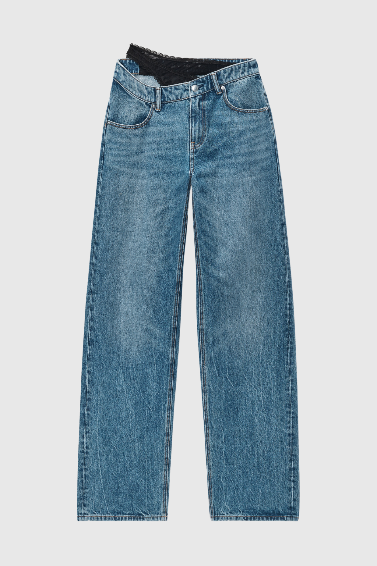 Narwa Asymmetrical Lace Waistband Jeans